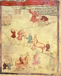 Cott Claud B IV f.38 Abraham och Isaacs offer, från Aelfric Pentateuch, från St. Augustine