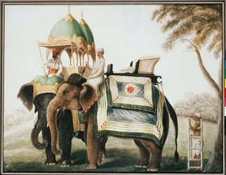 Elefanter med sin mahout, ca 1815
