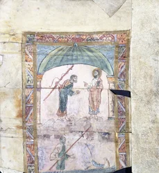 Kristus instruerar Petrus i Kapernaum om hyllningspengarna, ca 1000 e.Kr