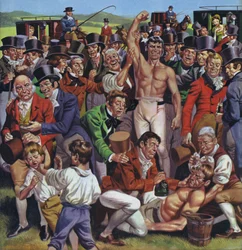 Boxning i England i början av 1800-talet (färglitografi)