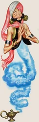 Genie stiger ut ur sin lampa, illustration från "Aladdin and his Wonderful Lamp" (gouache på papper)