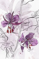 Lila blommor i akvarell