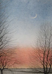 Tidig kväll, 2010 (färgpenna på papper)