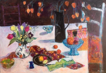Köksstilleben med kinesiska lyktor, 2019 (akryl)