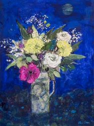 Midnattsblommor, djupblå mark