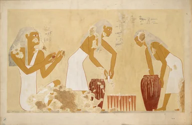 Kopia av väggmålning från privat grav 60 av Antefoker, Thebe I, 1, 121-123, 1900-talet