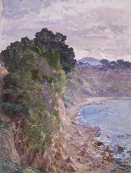 Klippor vid kusten i Sanary, Provence (olja på duk)