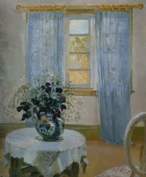 Interiör med klematis (blomma)