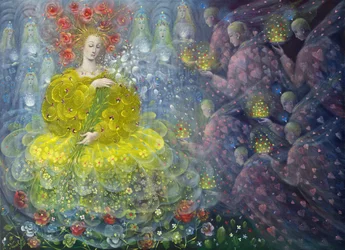 Queen of Flowers, 2018 (olja på belgiskt linne)