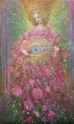 Reason and Mercy (diptyk), höger panel, 2018 (olja på belgiskt linne)