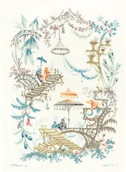 Kinesisk arabesk med dubbelt parasoll, ca. 1795.
