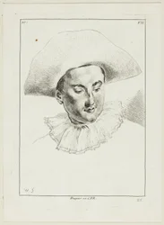 Manshuvud (med hatt och krage)