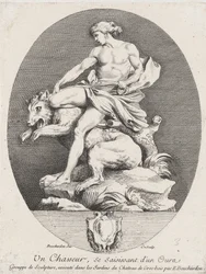 En jägare som griper en björn, 1737