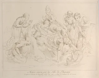 Moses räddad av faraos dotter, ca. 1729.