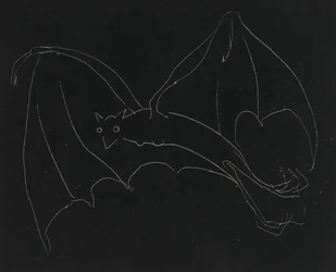 Night Series: The Bat (etsning, vit linje på vävt papper)