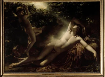 Endymions sömn eller Endymion, måneffekt. Målning av Anne-Louis Girodet de Roucy-Trioson