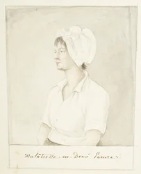 Porträtt av en Mulatto Girl, odaterad (grafit, akvarell och grå tvätt på papper)