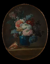 Vas med blommor och snäckskal, 1780.