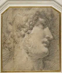 Chef för kejsar Gallienus (eller? Hadrianus), efter antiken (svart krita på krämpapper)