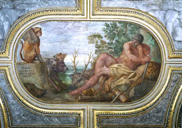 Herkules och sfinxen med Kerberos, från "Camerino", 1596