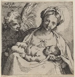 Madonna och barn med en ängel