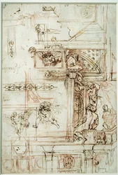 Projekt för galleriet Farnese. Teckning av Annibal Carracci Dit Carrache (1560-1609)