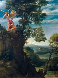 Sacrifice of Isaac av Annibale Carracci (1560-1609), olja på duk, 45x34 cm