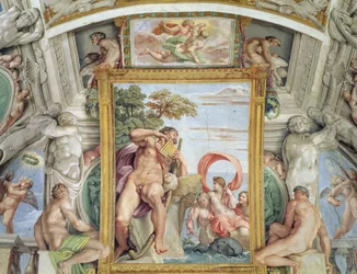 Galleria Carracci Carracci Hall detalj av Polyphemus och Galatea, 1597-1604 fresk
