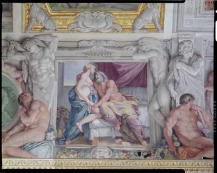 Galleria di Carracci Carracci Hall detalj av Jupiter och Juno, 1597-1604 fresk