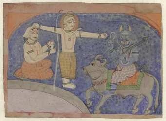 Shiva dödar Yama med sin treudd
