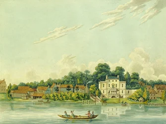 Themsen vid Twickenham, visar Alexander Popes hus