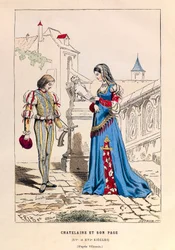 En chatelaine et son sida au 1400-talet - Chatelaine och hennes sida 1400-talet - samling privee
