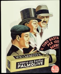 Annonsaffisch för rakkrämen Palmolive 1936