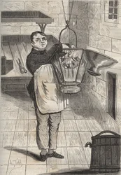 Anthelme Collet (1785-1840) vid fängelset i Rochefort. Gravyr i "Fångarnas historia från deras skapelse till idag" (1877) av Pierre Zaccone (1817-1895) (Colonia Penale - Straffkoloni). Privat samling.