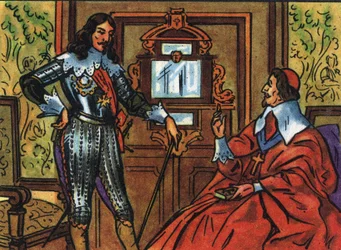 Armand Jean du Plessis de Richelieu eller kardinal de Richelieu (1585-1642), fransk minister och Ludvig XIII (1601-1643), kung av Frankrike. Anonym illustration i ""Samling av Frankrikes suveräner och statschefer"". 1900-talet. Privat samling.