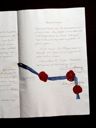 Artikel 12 i 1815 års fördrag mellan Frankrike och koaliserna. Andra fördraget i Paris undertecknat av Armand Emmanuel de Vignerot du Plessis, hertig av Richelieu (1766-1822): fördraget förutser samarbete mellan Österrike, Storbritannien, Preussen och Ryss