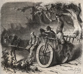 Djärv flykt för en styrka från Toulon Bagne på 1800-talet. Gravyr i "Fångarnas historia från deras skapelse till idag" (1877) av Pierre Zaccone (1817-1895) (Colonia Penale - Straffkoloni). Privat samling.