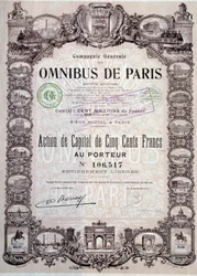 Kapitalandel på 500 franc i Paris omnibus, 1900-talets Coll. Dela med sig