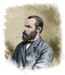 Carl Christian Koldewey (1837-1908) Tysk arktisk upptäcktsresande, ledare för båda tyska nordpolarexpeditionerna - Carl Christian Koldewey Tysk polarforskare - gravyr sent 1800-tal