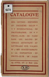 Katalog över Paris fotoklubbs internationella fotografiutställning