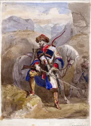 Chamil ou Imam Chamil - Imam Shamil (1797-1871) - Anonym - 1854 - Akvarell på papper - 32x23 - Privat samling