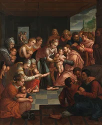 Kristus välsignar barnen, ca 1570 (olja på pannå)
