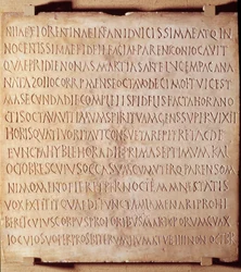 Kristen antikvitet: Catania-inskriptioner som beskriver metoden för administrering av dop och begravningsriter, början av 300-talet. Louvren i Paris