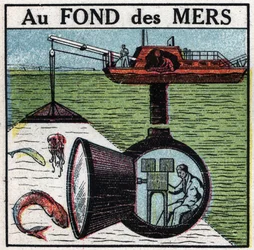 Cinematographer: inspelning av en film på havets botten. Anonym illustration från 1925. Privat samling.