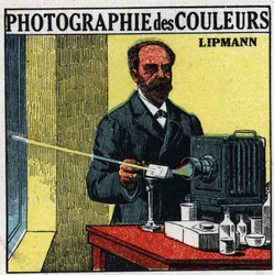 Färgfotografi: processen som uppfanns av Gabriel Lippmann (1845-1921) 1891. Anonym illustration från 1925. Privat samling.