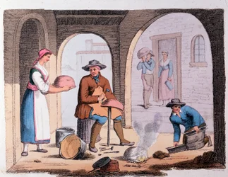 Hantverk: pannmakaren. 1800-talsgravyr Privat samling