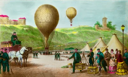 Avgår en ballongpost och passagerarduvor vid belägringen i Paris 1870, Privee Collection