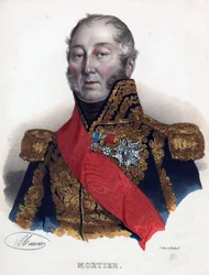 Edouard Adolphe Mortier (1768-1835), marskalk av Frankrike - Anonym - 1835 - Litografi, akvarell - 32x24 - Privat samling