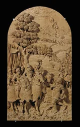 Åtta snidade reliefer, körsbär ... (relief)