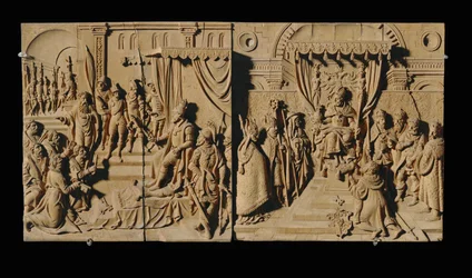 Åtta snidade reliefer, körsbär ... (relief)